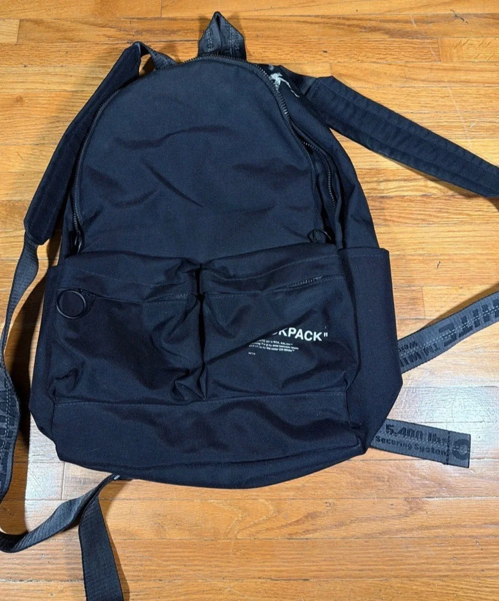 Off-White Quote “BACKPACK” Black Industrial Strap Backpack